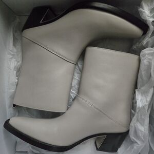 3.1 Phillip Lim Ivory Ankle Boots with Black Trim